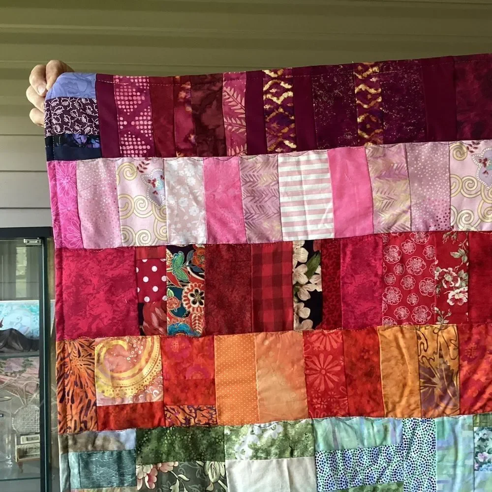 NWT. Hand Crafted Colorful Patchwork Quilt ROYGBIV!